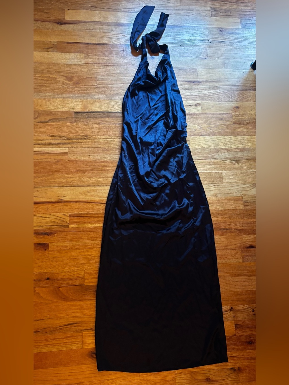Navy Blue Satin Maxi Dress for Women